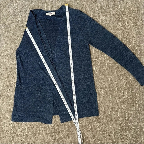 E3 by Etcetera Women Blue Linen Cardigan Button Cold Sleeve Medium - Picture 5 of 9